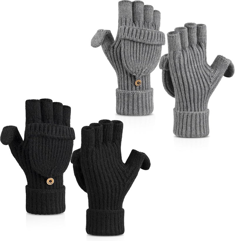 Cierto Winter Gloves for Women & Men | Convertible Fingerless Gloves for Cold Weather,Womens Warm Knit Mittens… - Image 1